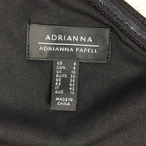 NWT Adrianna Papell Black Chiffon Feather Cocktail Dress One Shoulder Sz 6 - Picture 8 of 14